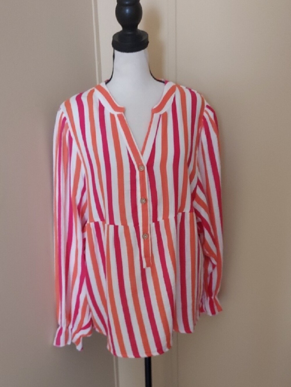 Sherbet Stripe Women's Blouse - Pink/Orange